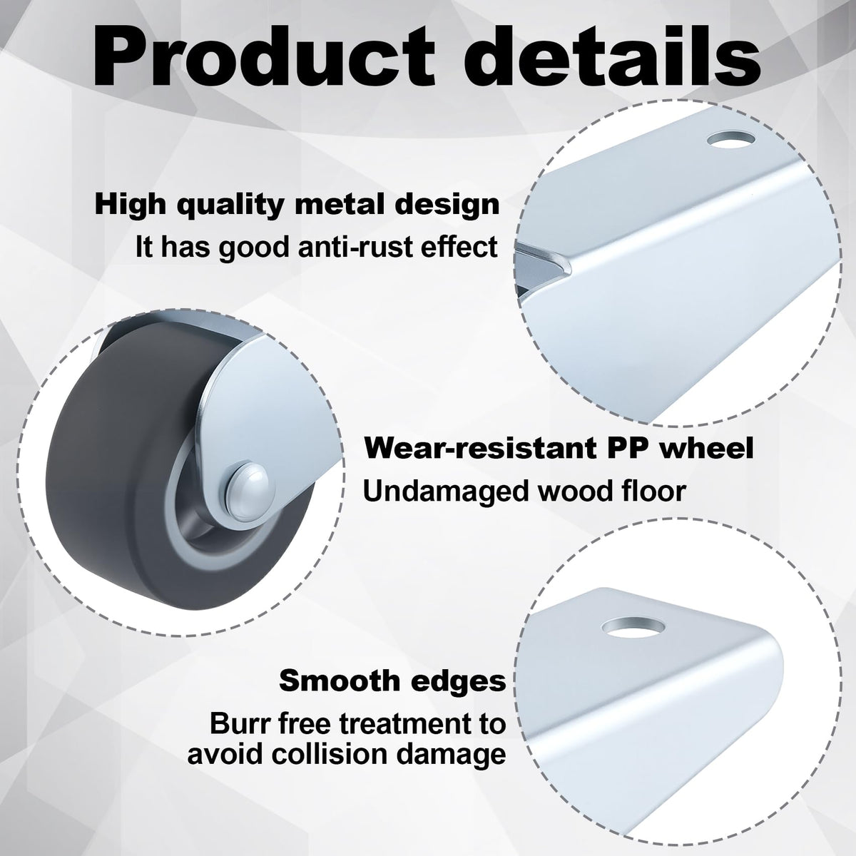 2 Pcs Rubber Swivel Casters F201