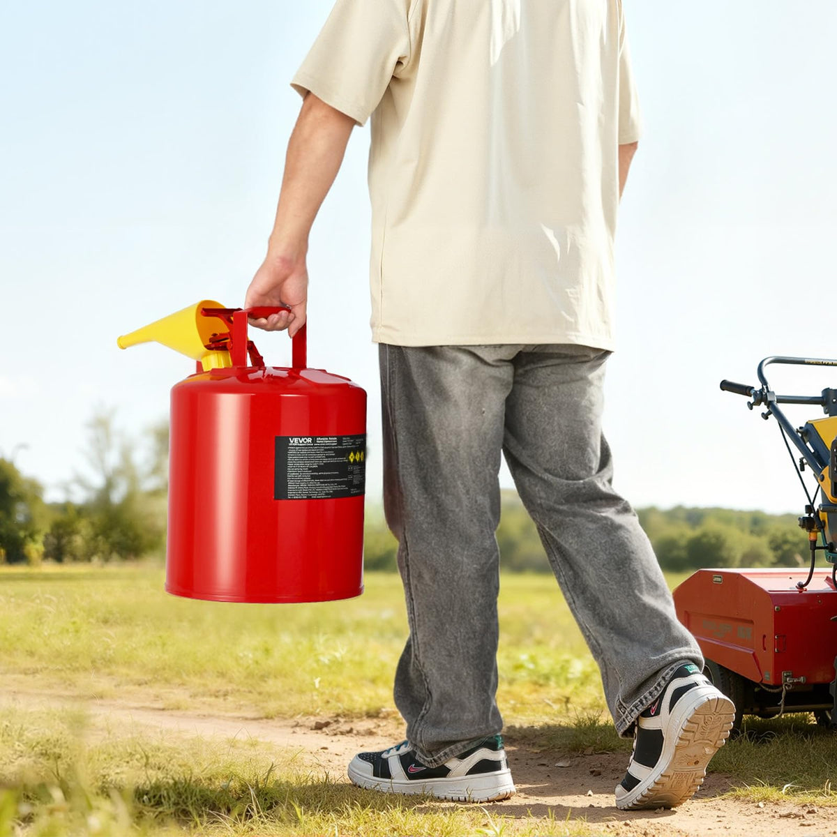 5 Gallon Red Metal Safety Gas Can with Flame Arrester T30538