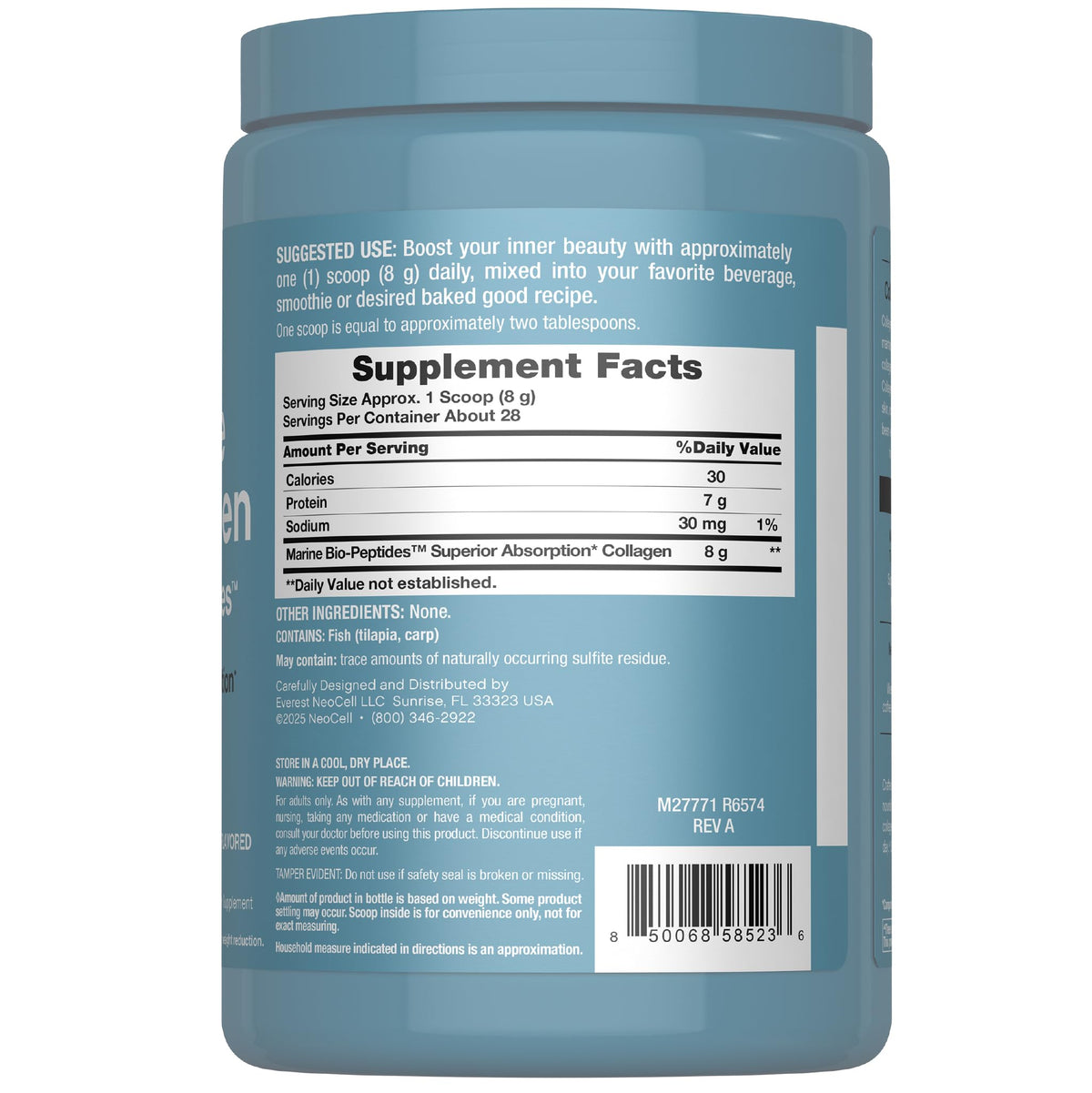 Marine Collagen Peptides Powder 8 oz Unflavored F845060