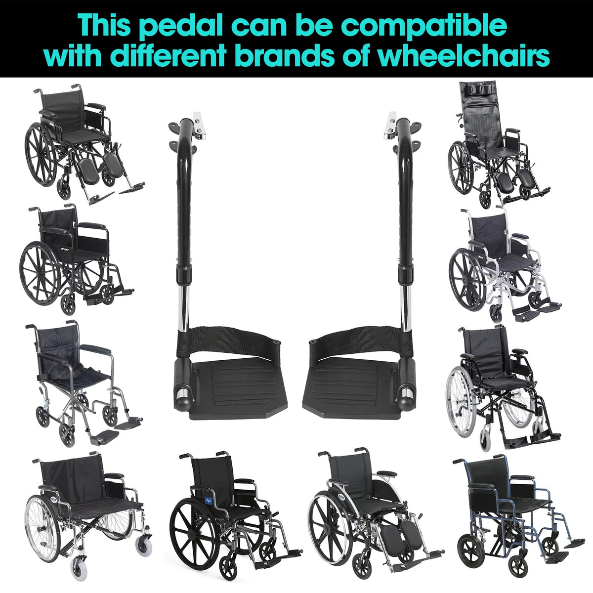 Black Adjustable Foldable Wheelchair Footrest X388444