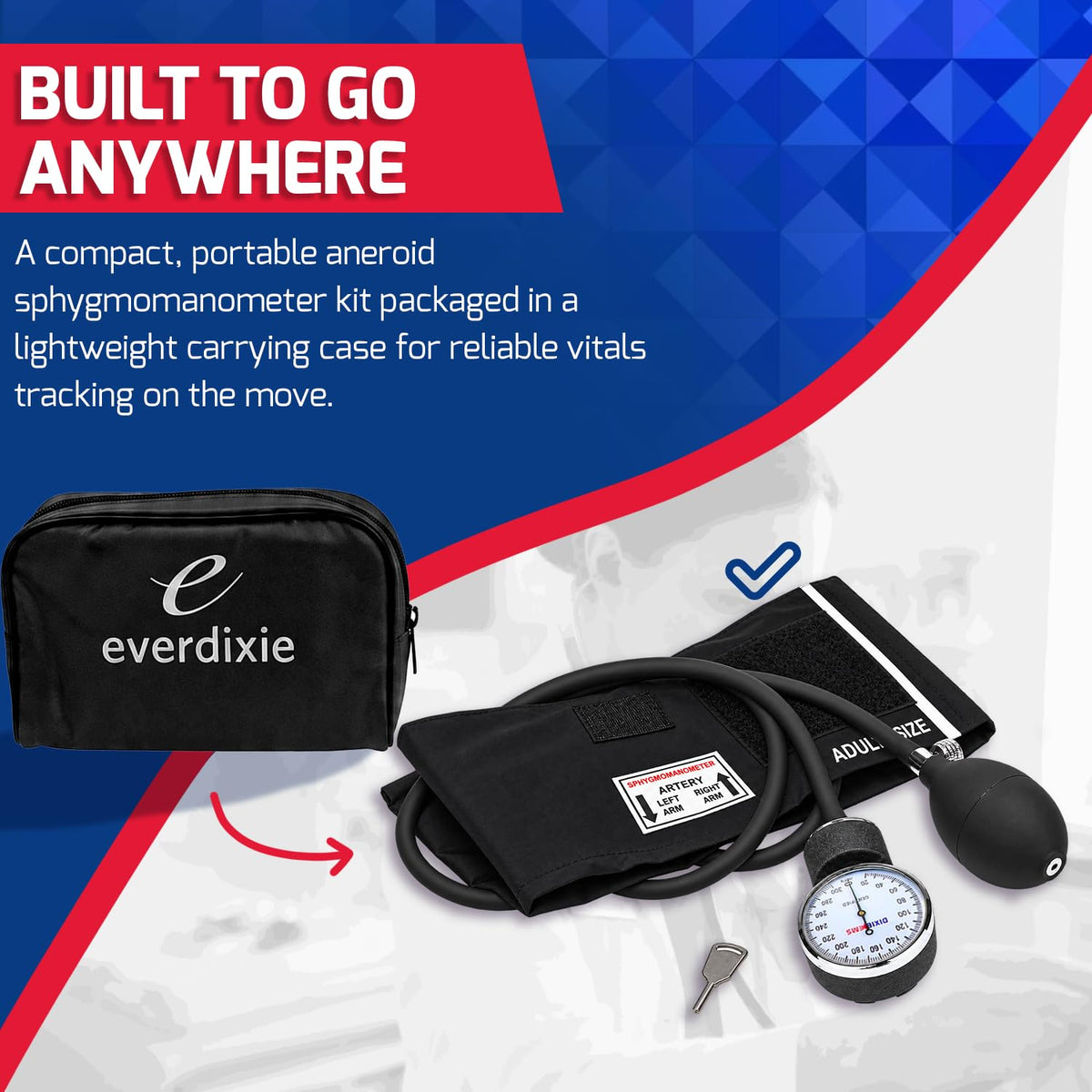 Aneroid Sphygmomanometer Blood Pressure Set with Adult Cuff and Carrying Case N169355