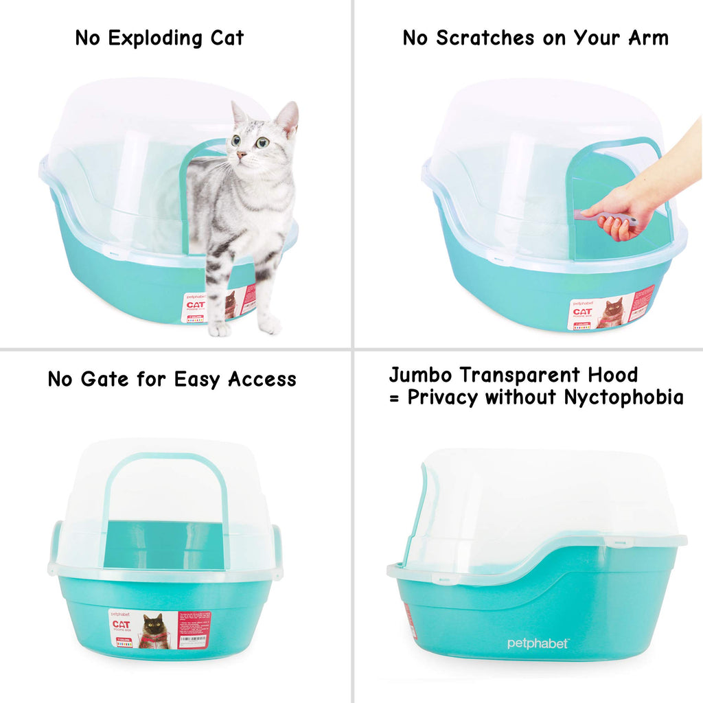 Jumbo Extra Large Teal Hooded Cat Litter Box X743107