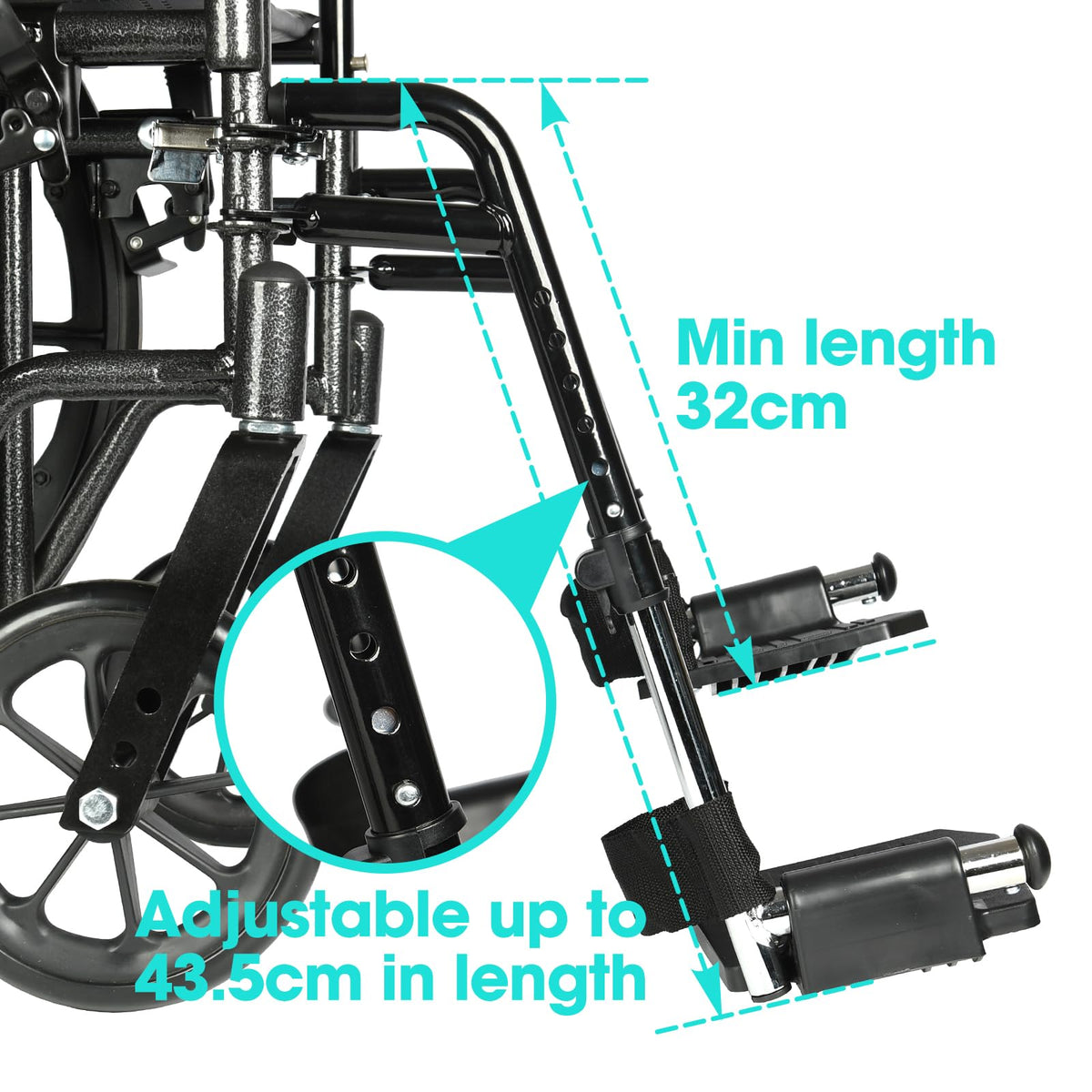 Black Adjustable Foldable Wheelchair Footrest X388444