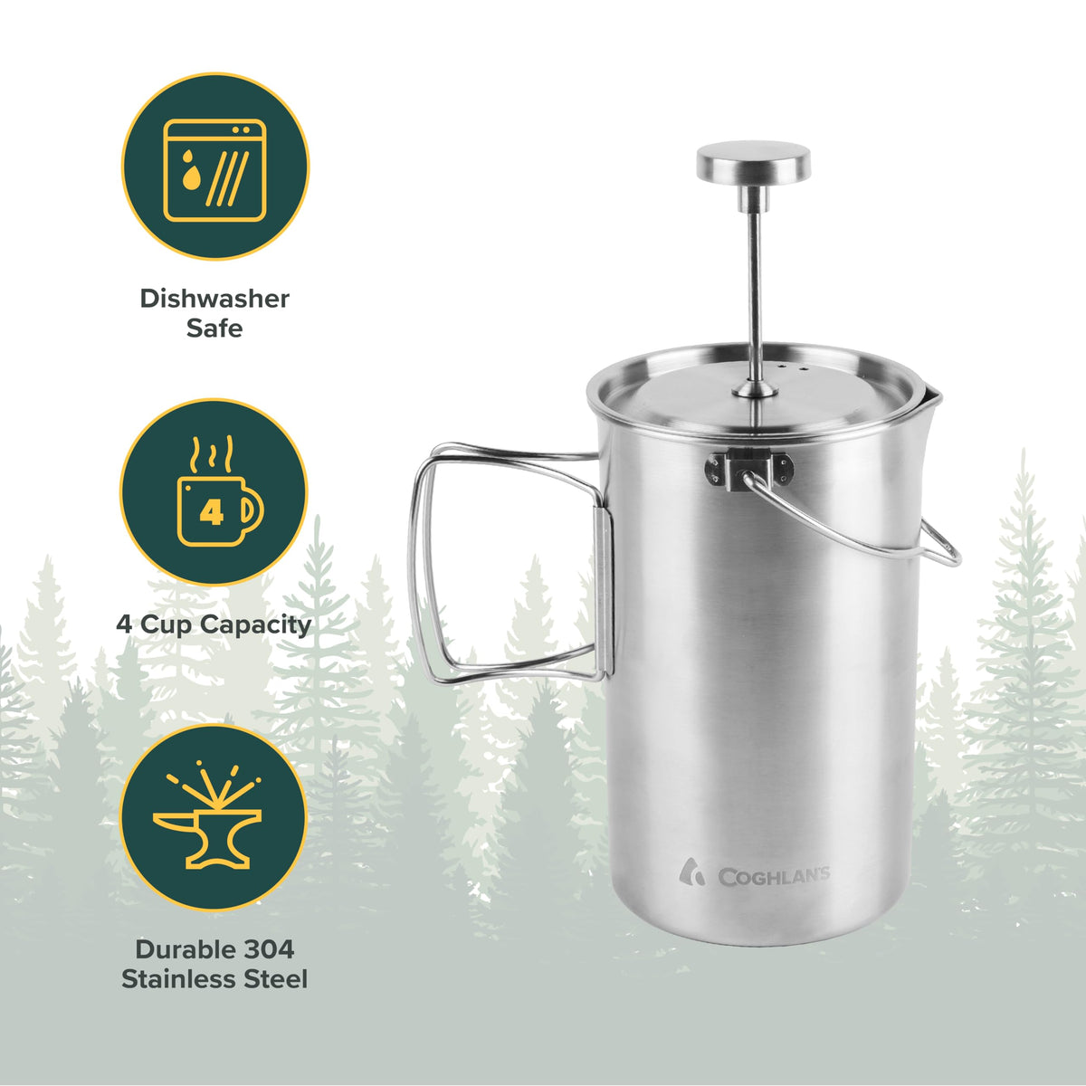 Stainless Steel French Press Coffee Maker 4-Cup 32 oz Z1885