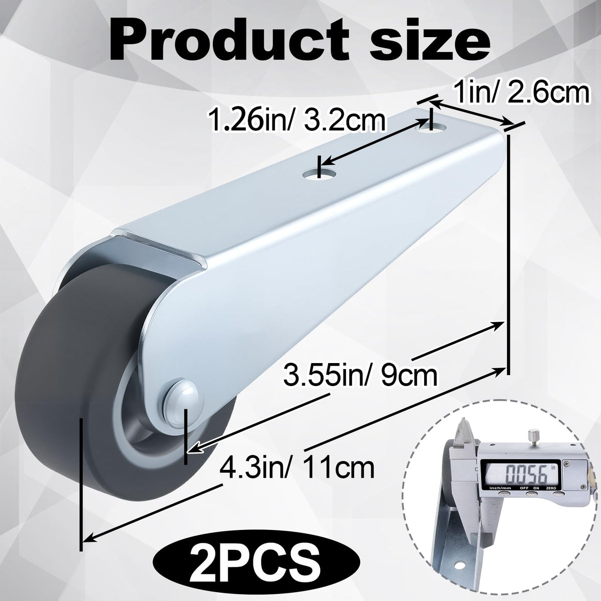 2 Pcs Rubber Swivel Casters F201