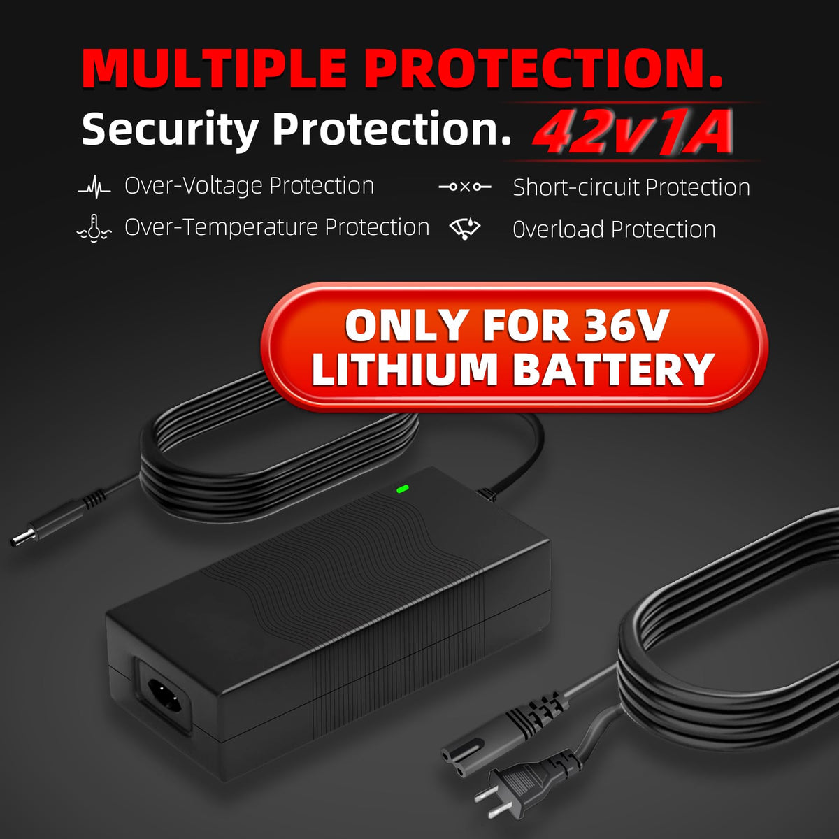 42V 1A Electric Scooter Charger with 4 Plugs B687395