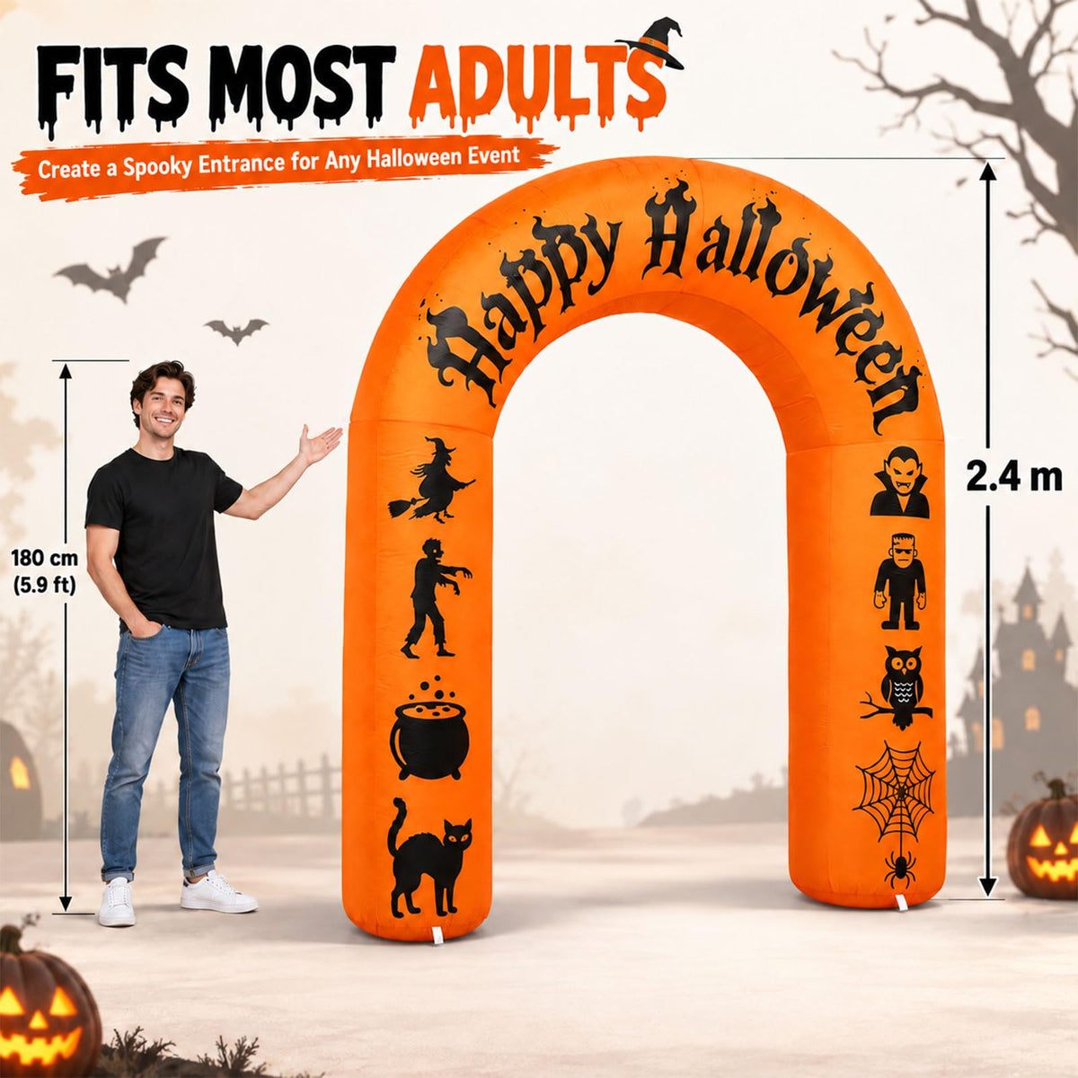 8FT Halloween Inflatable Arch with LED Lights R104