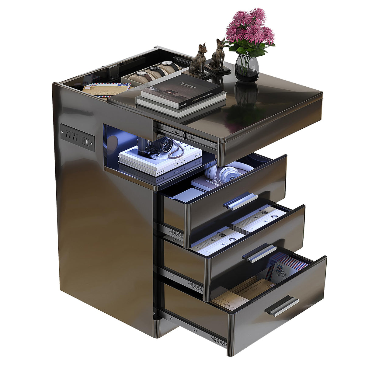 Led Nightstand with Charging Station B141