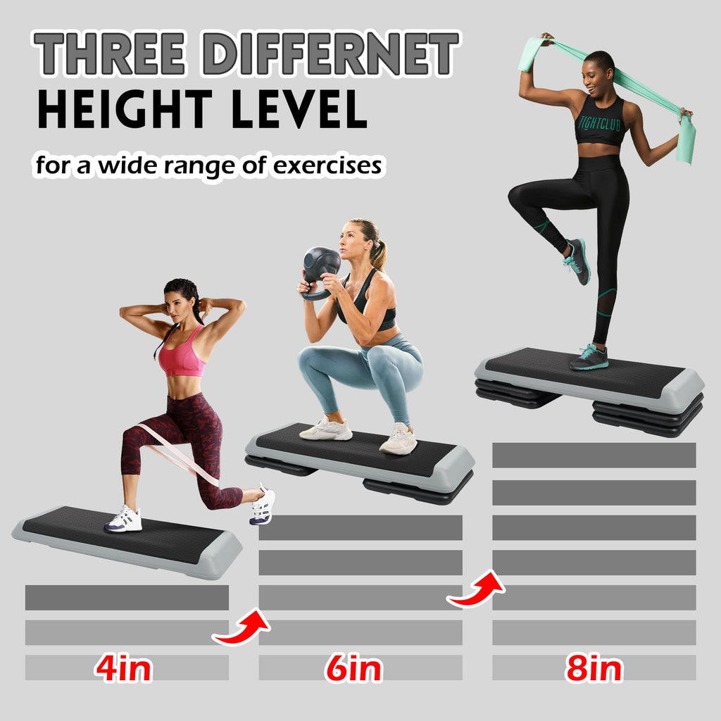 Adjustable Step Aerobic Platform with 4 Stackable Risers O29397