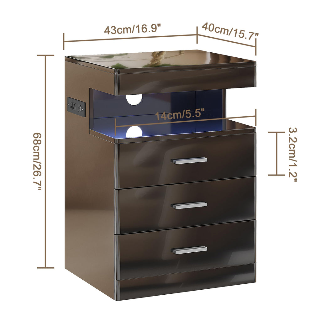 Led Nightstand with Charging Station B141