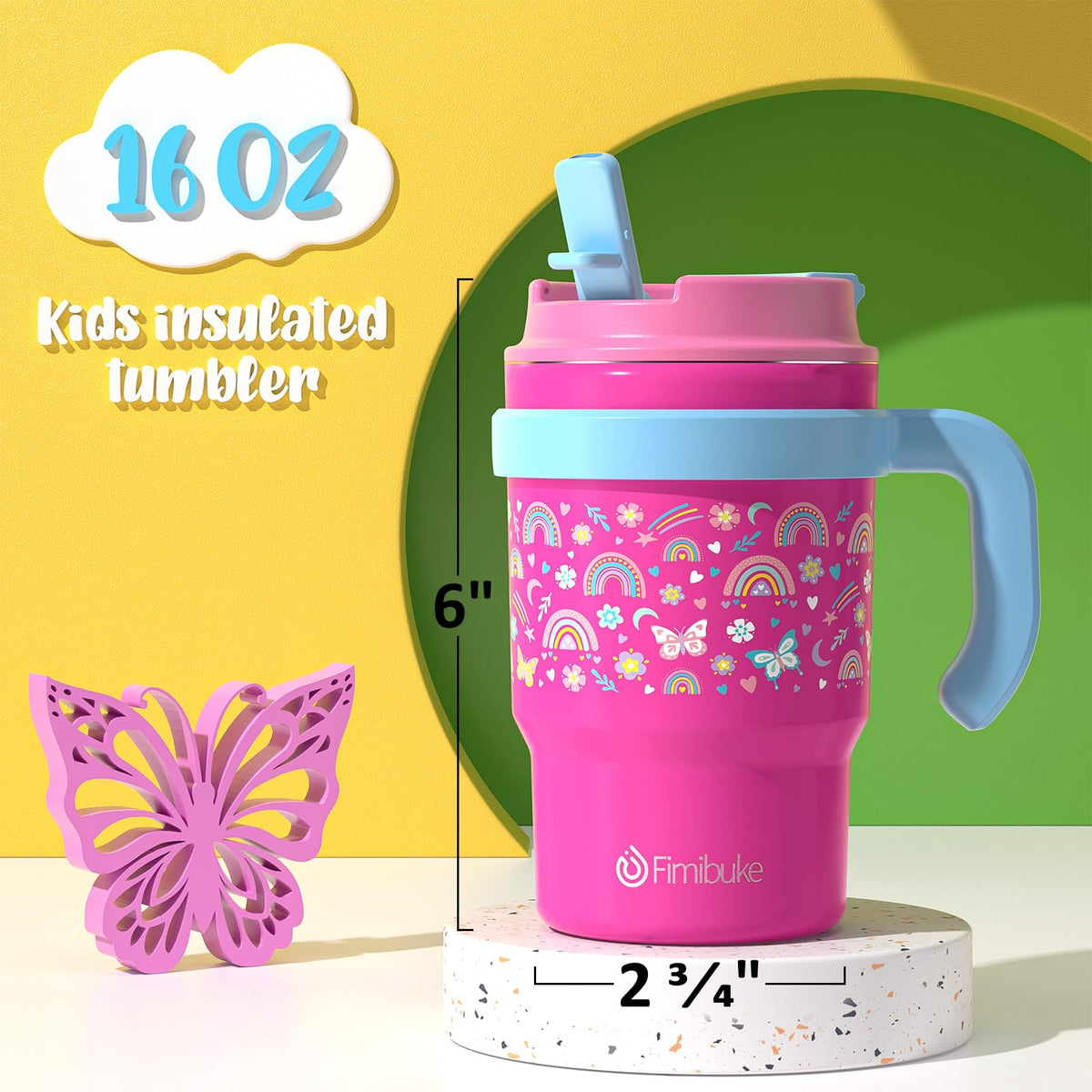 16oz Kids Insulated Tumbler with Handle, 2 Pack T664538