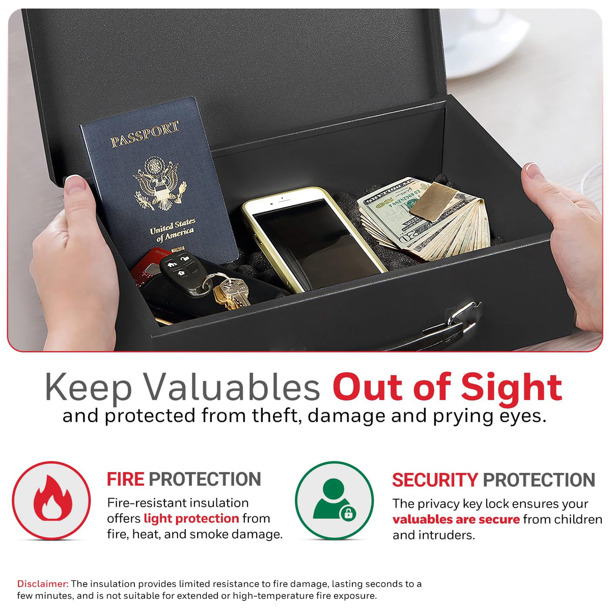 Black Steel Safe Box with Keys Y3211
