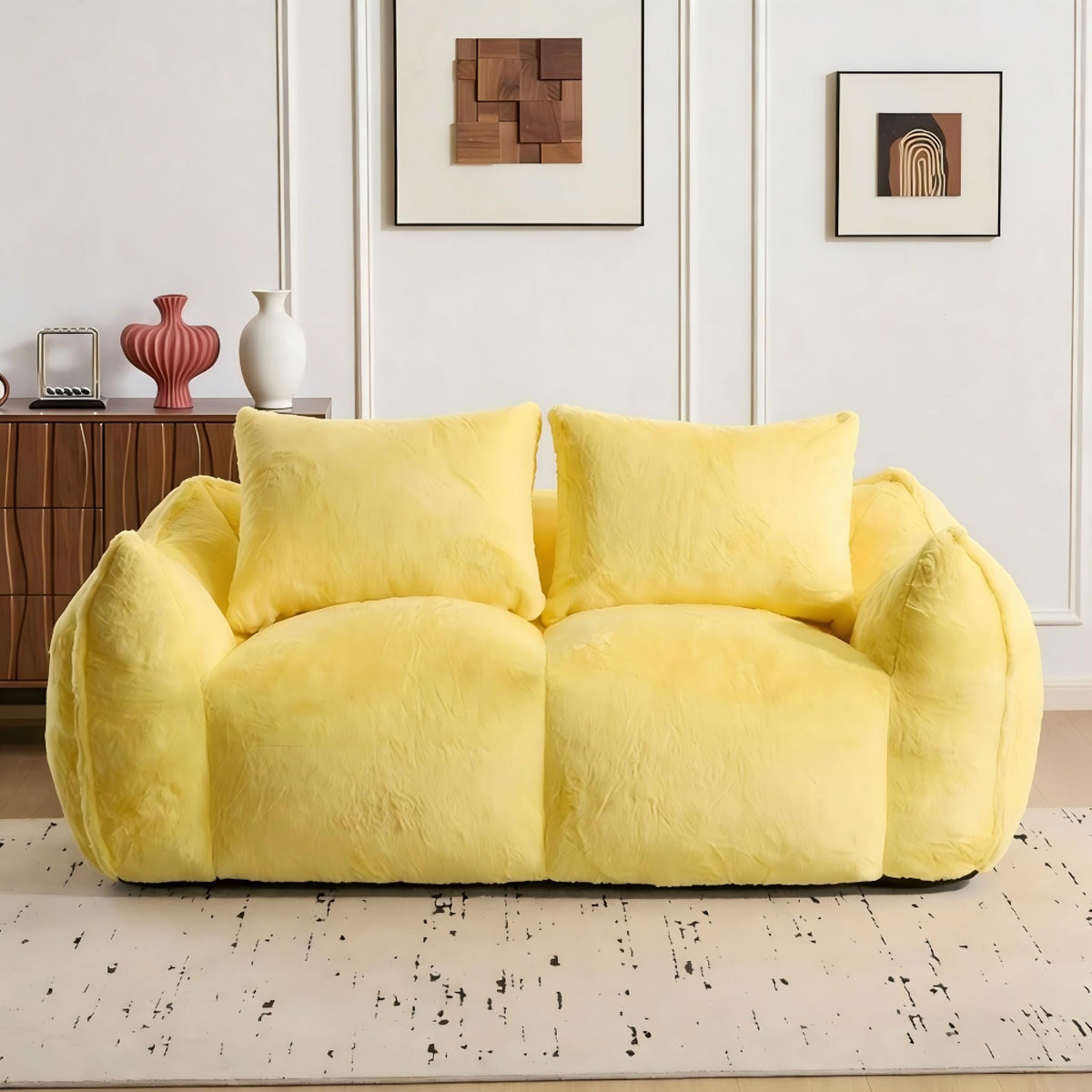 Oversized Faux Fur Memory Foam Bean Bag Chair Q770545