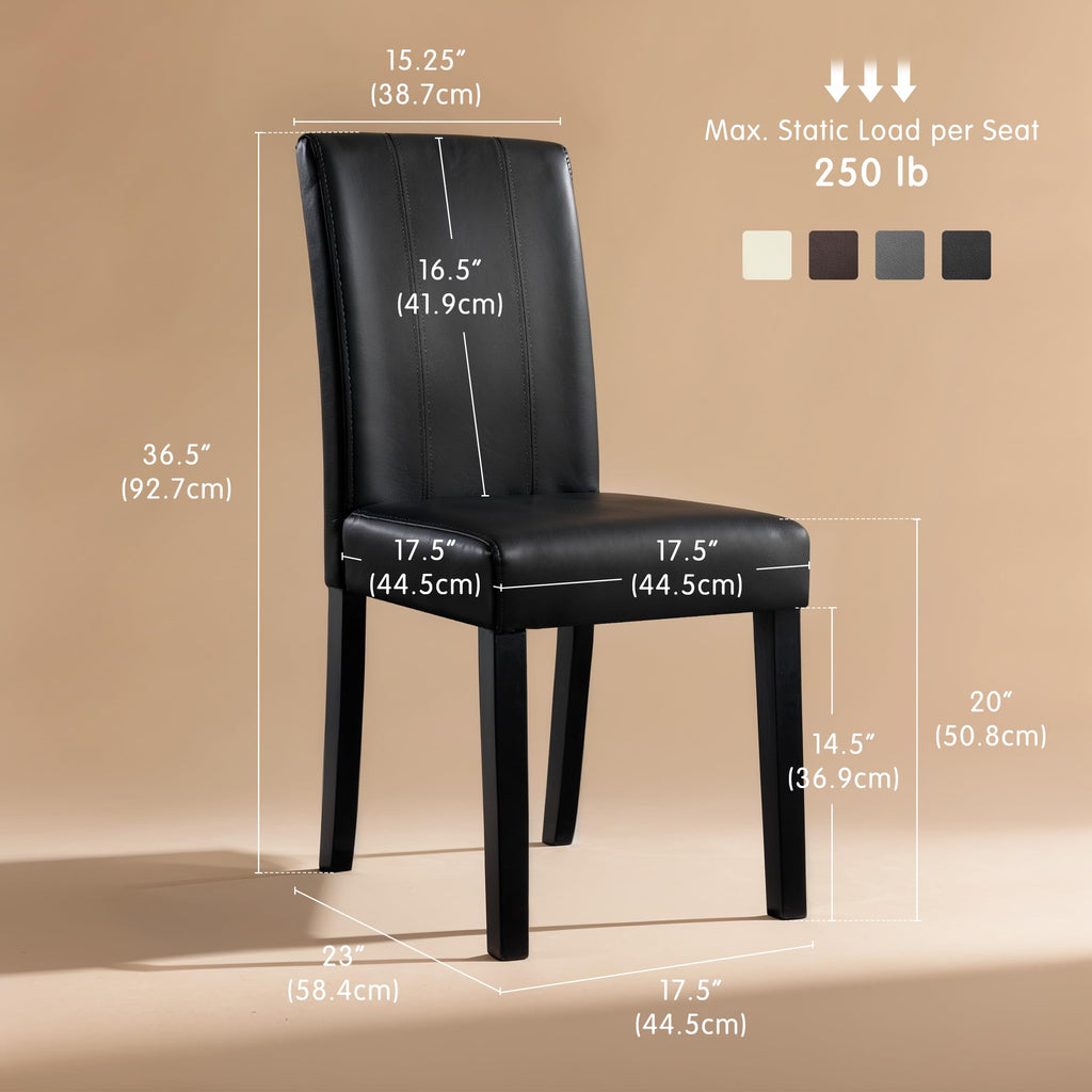 Black Faux Leather Upholstered Dining Chairs Set of 4 with Wood Legs M453737