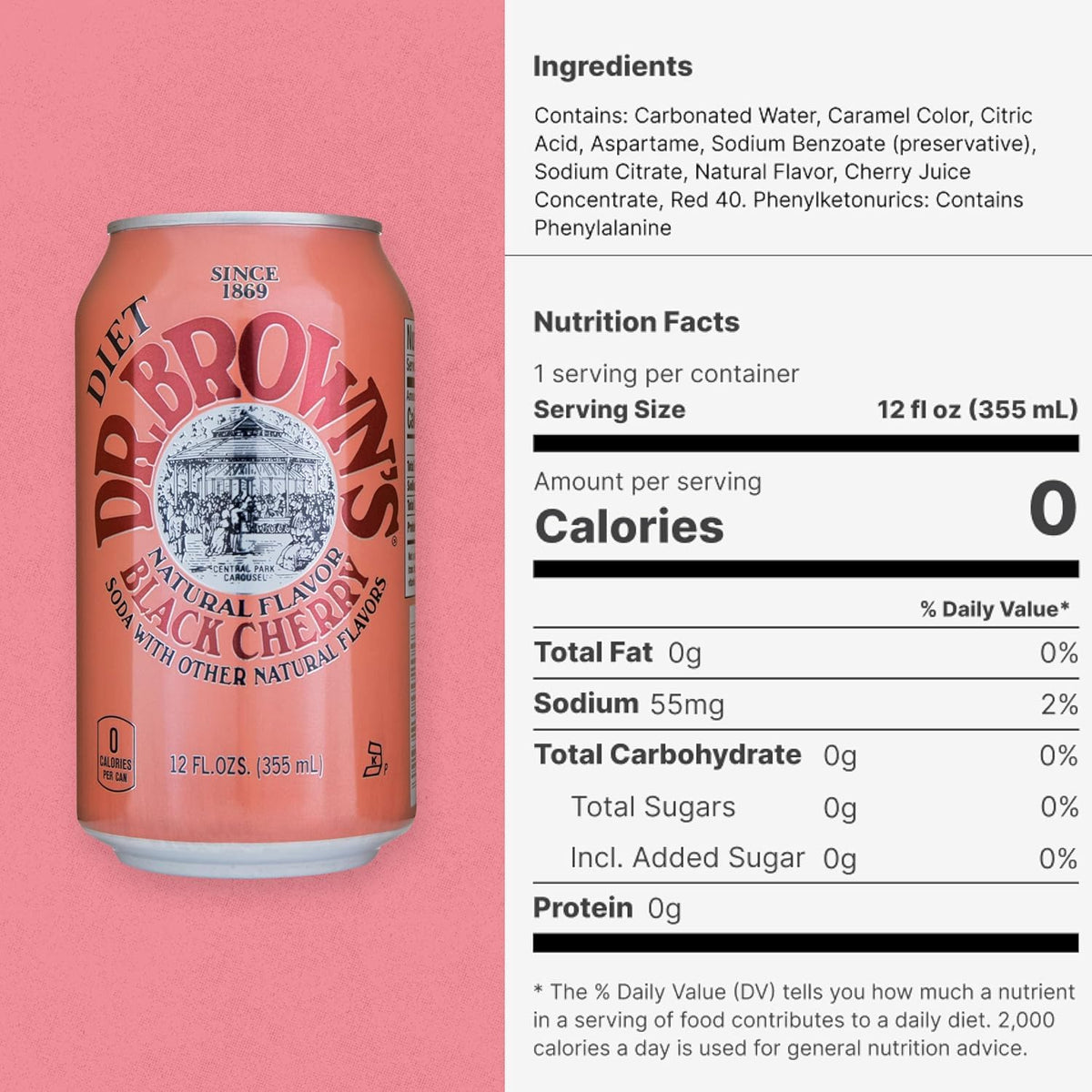 Black Cherry Diet Soda 12 Fl Oz (Pack of 4) H8803