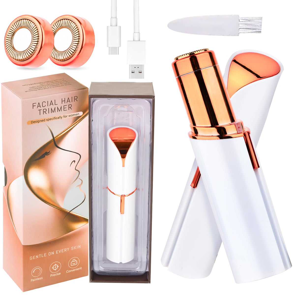 Rechargeable Facial Hair Remover with LED Light B343816
