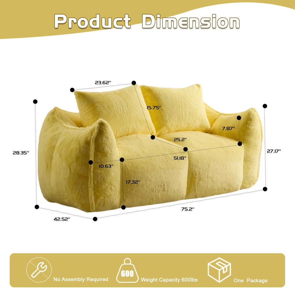 Oversized Faux Fur Memory Foam Bean Bag Chair Q770545