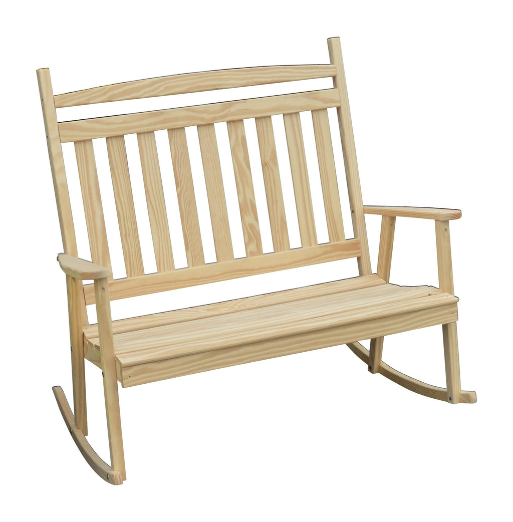51 Inch Unfinished Pine Wood Double Rocking Chair K2250