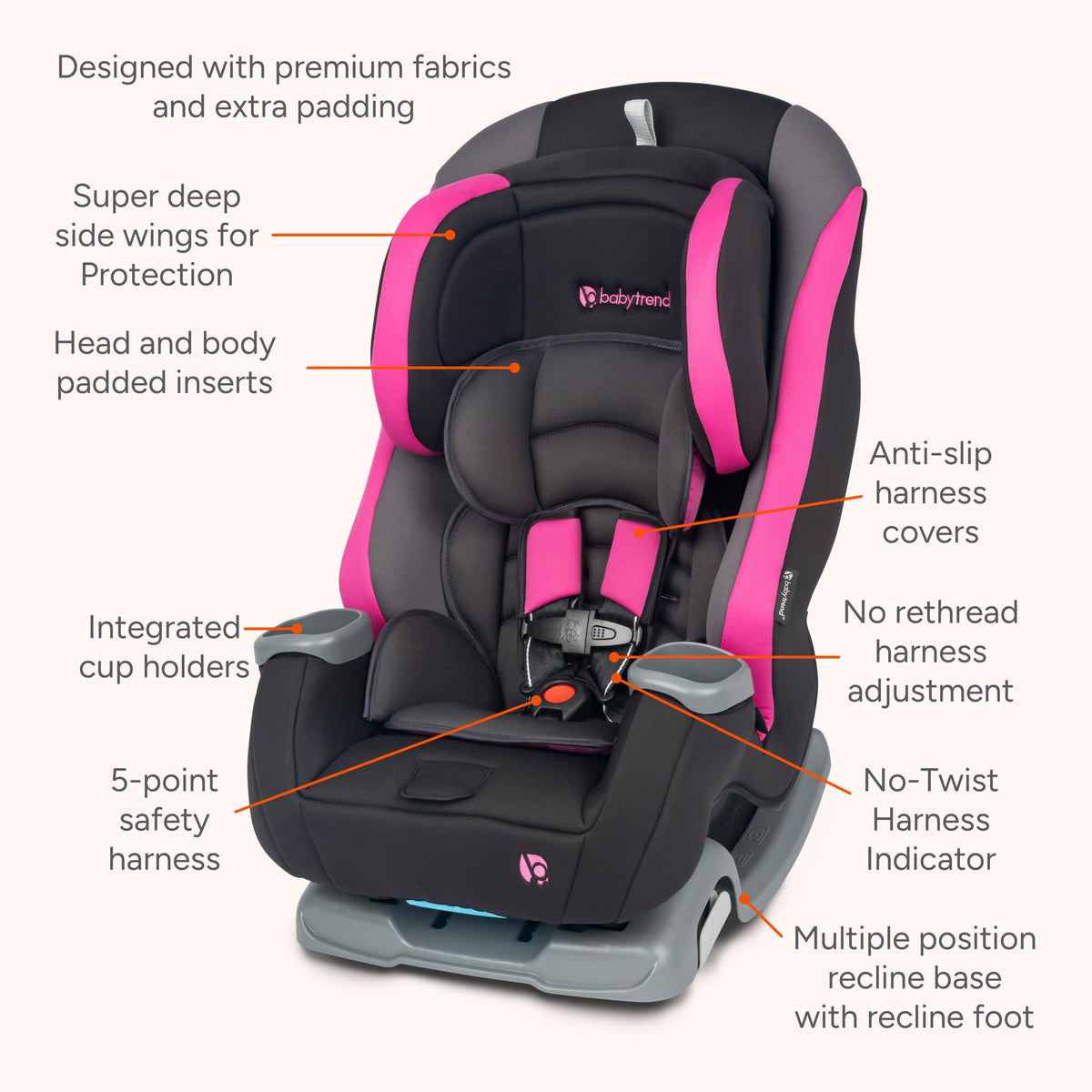 Pink Convertible Car Seat E3325