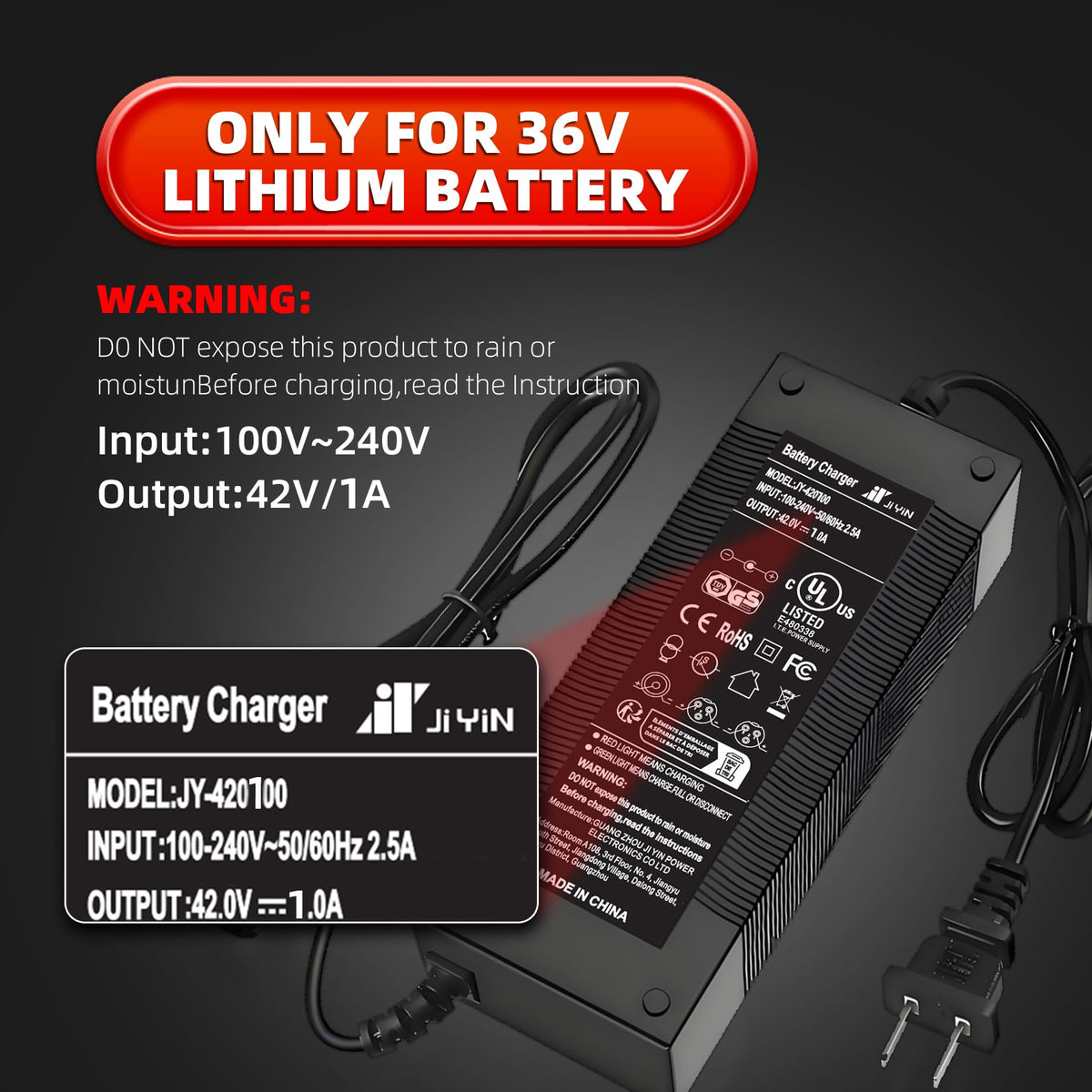 42V 1A Electric Scooter Charger with 4 Plugs B687395