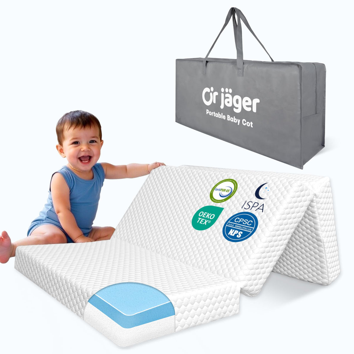 38x26'' Breathable Soft Plush Memory Foam Pack and Play Mattress with Carry Bag O2428