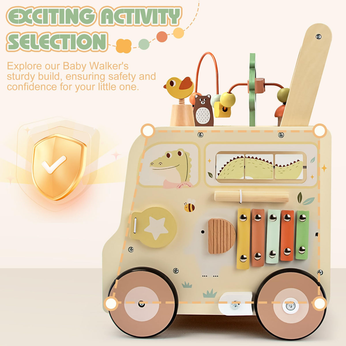 Wooden Activity Cube Push Walker B70685