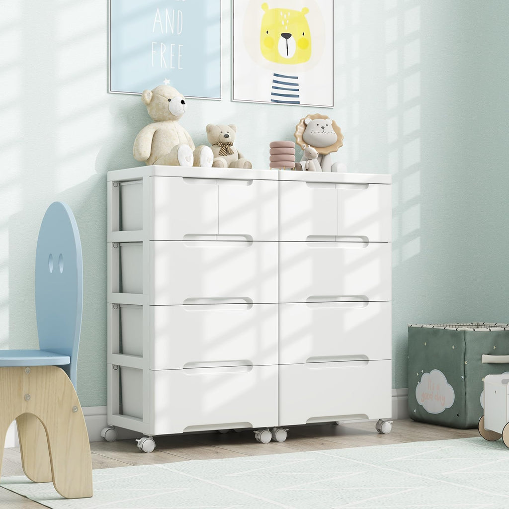 White 5 Drawer Rolling Plastic Storage Cart W119364