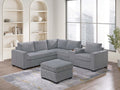 Light Gray Corduroy Upholstered Sectional Sofa Set P80088