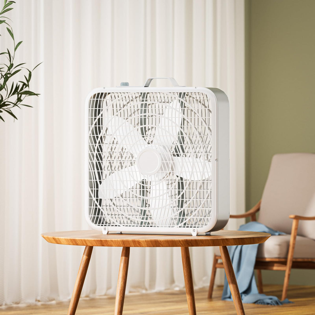 20” 3-Speed Box Fan with Safety Grill, White D138