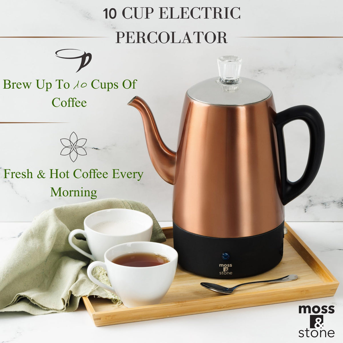10 Cup Copper Electric Percolator Coffee Pot K718