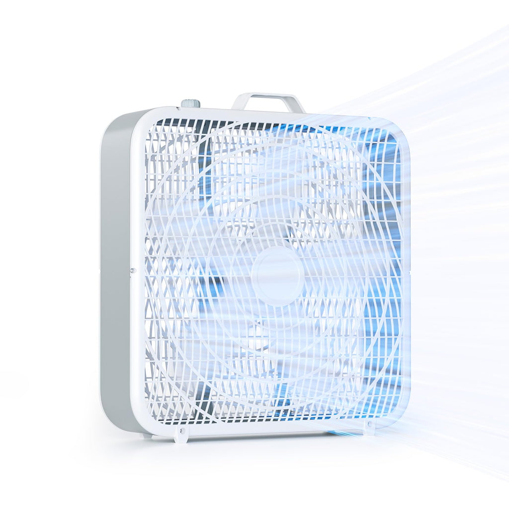 20” 3-Speed Box Fan with Safety Grill, White D138