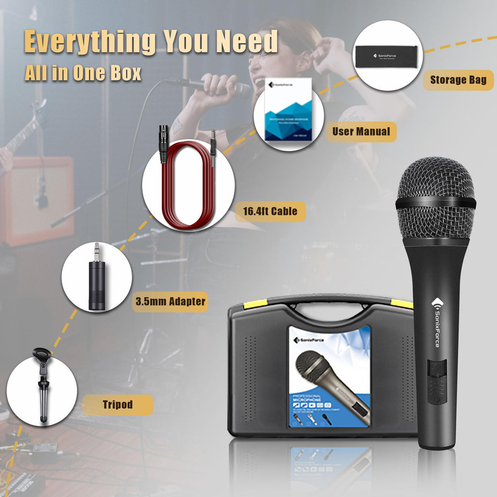 Dynamic Handheld Vocal Microphone with XLR to 1/4'' Audio Cable S7735
