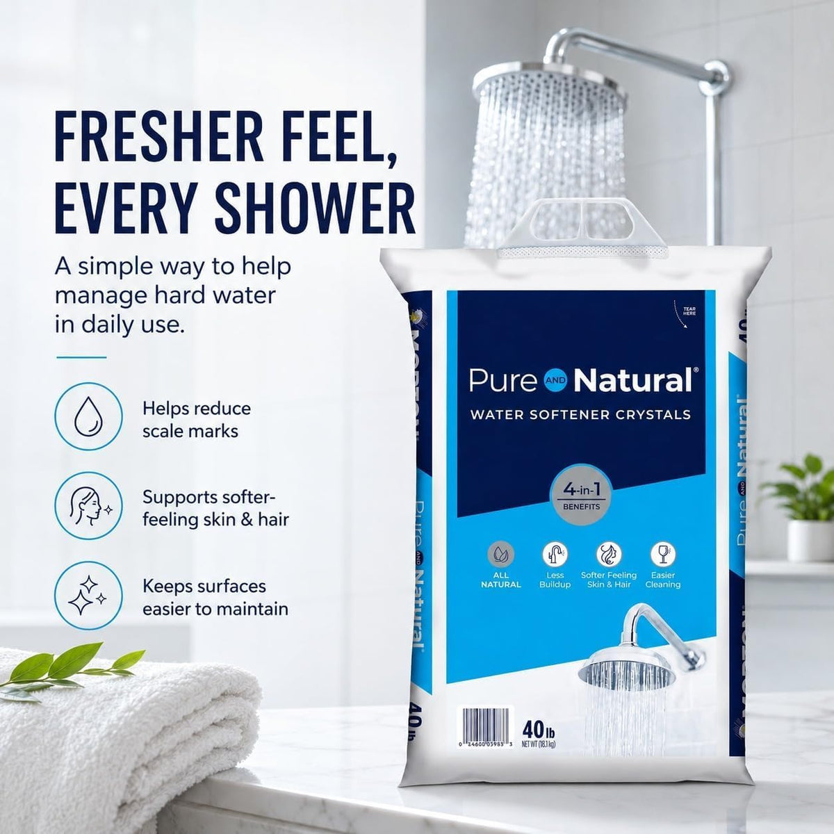 Pure Water Softener Salt Crystals 40 lb Pack of 4 V9809