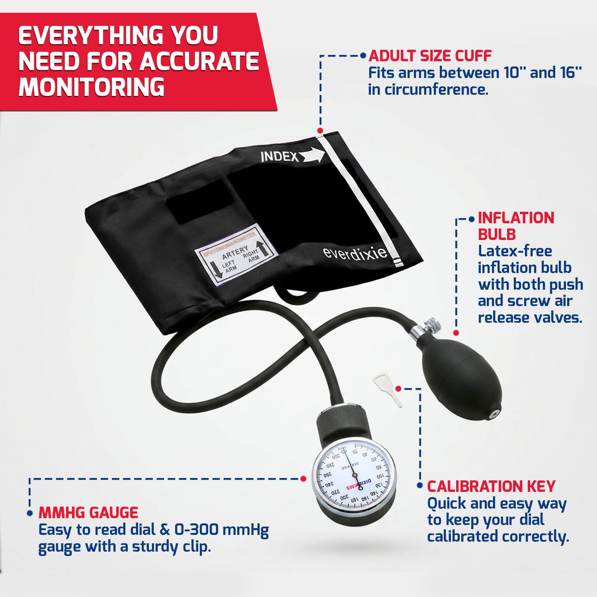 Aneroid Sphygmomanometer Blood Pressure Set with Adult Cuff and Carrying Case N169355