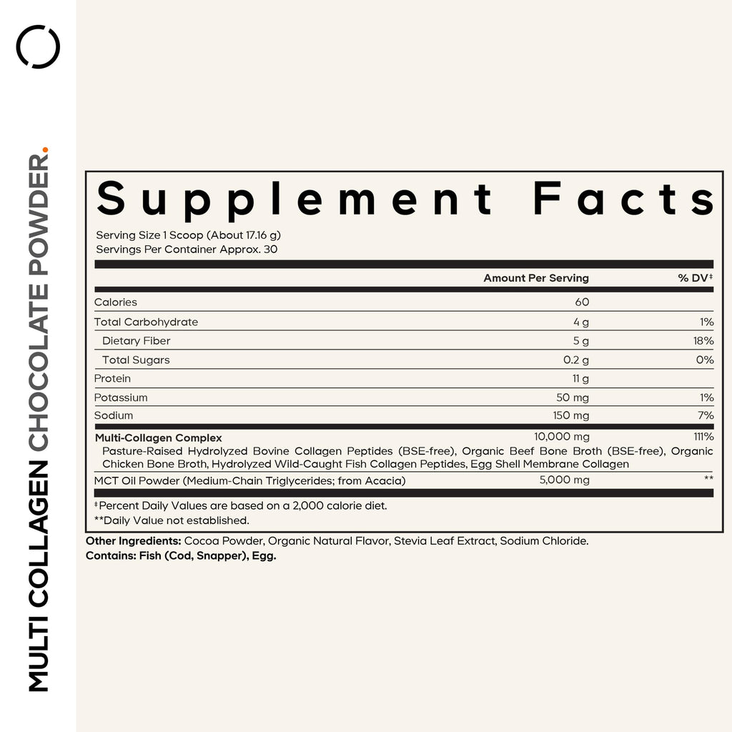 Multi Collagen Protein Powder, MCT Oil, Chocolate, 18 oz N58222