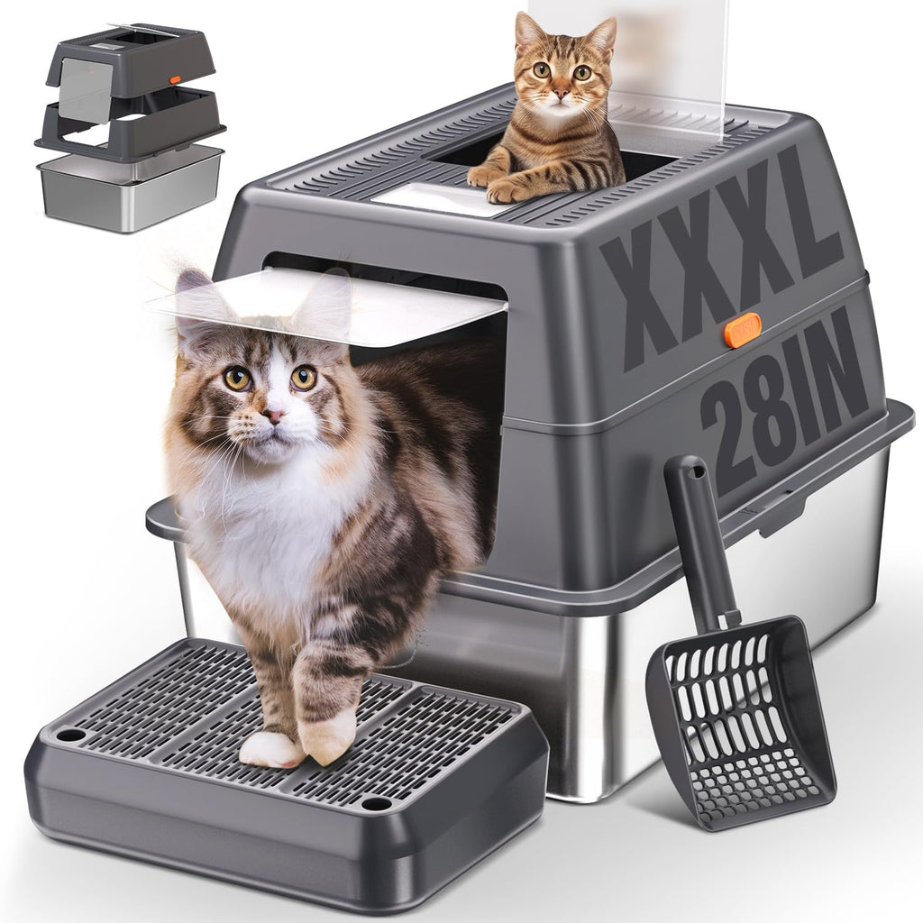 XXXL Stainless Steel Litter Box with Lid D463146