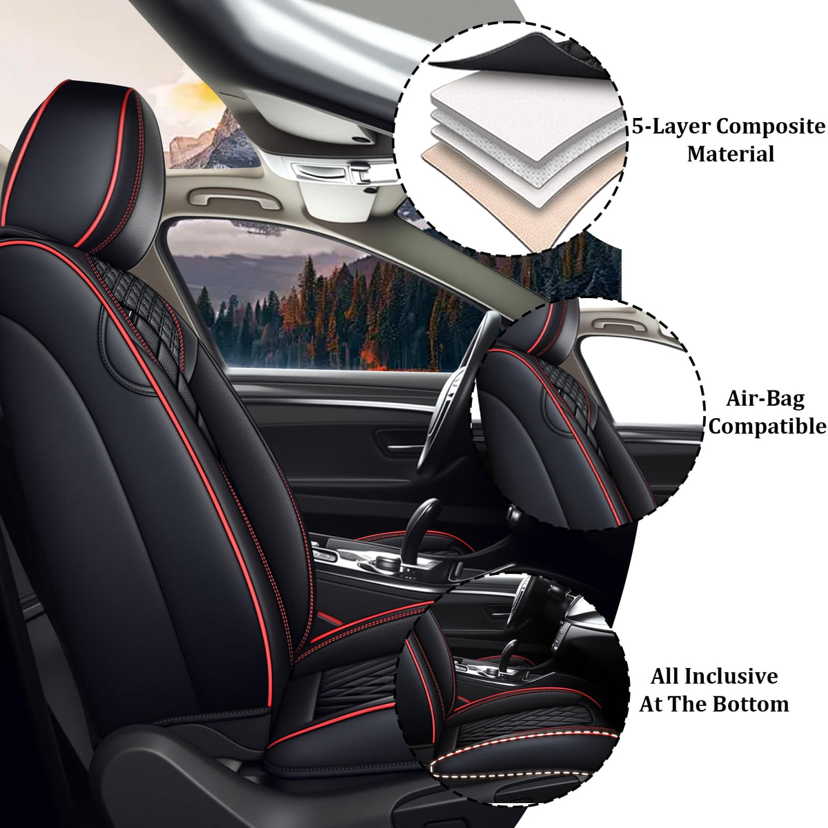 Waterproof Nappa Leather Full Set Car Seat Covers H719