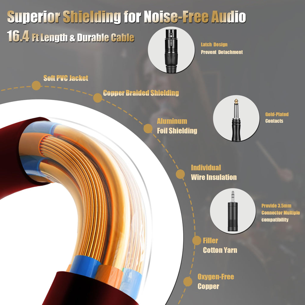 Dynamic Handheld Vocal Microphone with XLR to 1/4'' Audio Cable S7735
