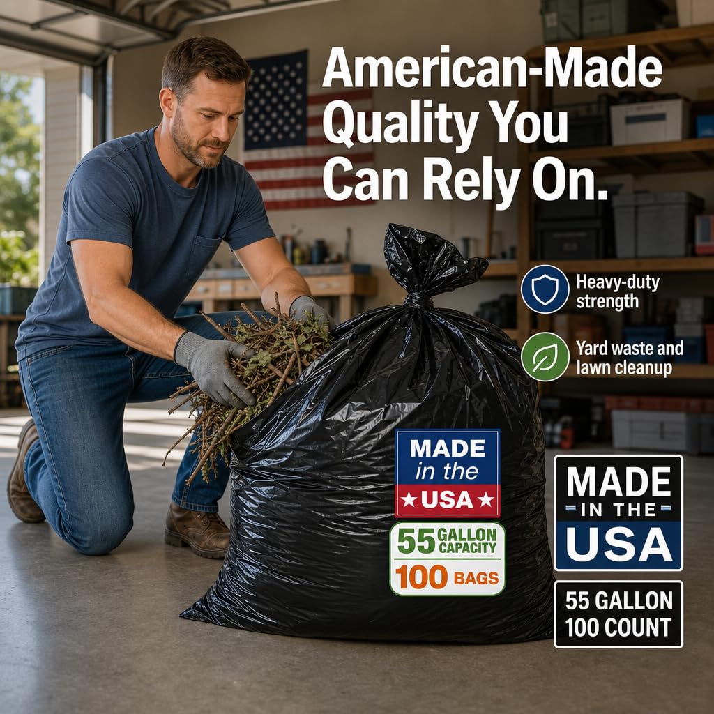 Heavy Duty Black 55-60 Gallon Trash Bags 100 Count S2840