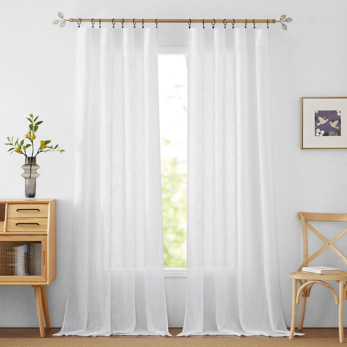 White Sheer Curtains 90 inches Long I46703