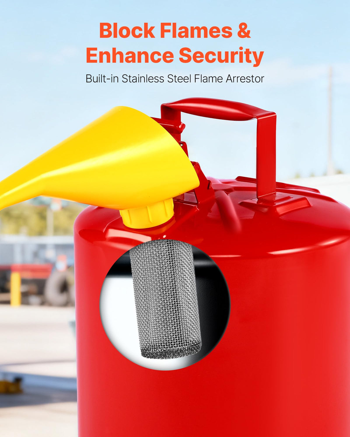 5 Gallon Red Metal Safety Gas Can with Flame Arrester T30538