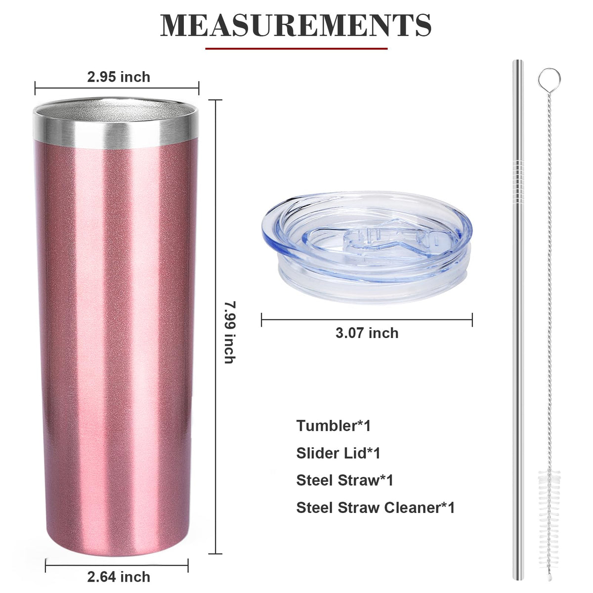 20 oz Stainless Steel Vacuum Insulated Tumbler with Lid and Straw Z9132