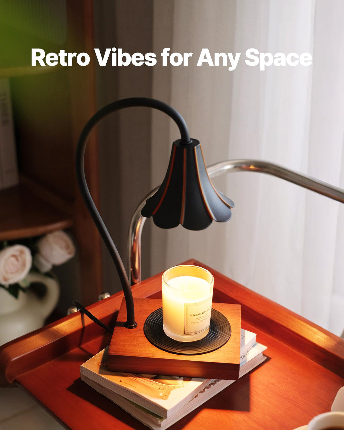 Black Candle Warmer Lamp with Timer & Stepless Dimmable O7915