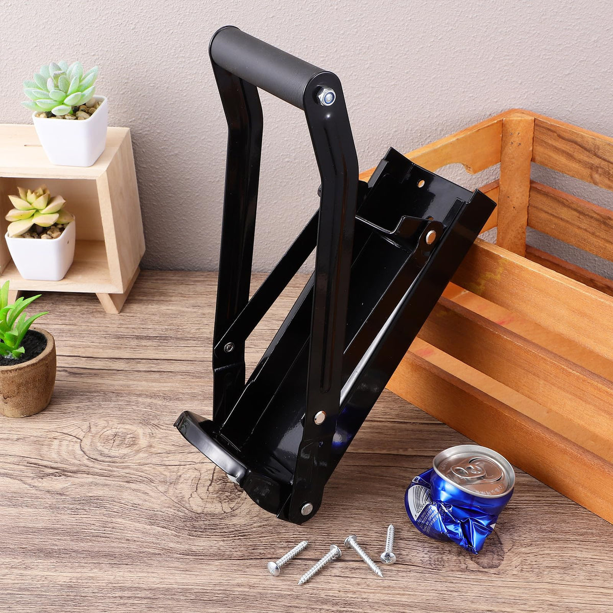 Black Heavy Duty Wall Mounted Can Crusher G9978