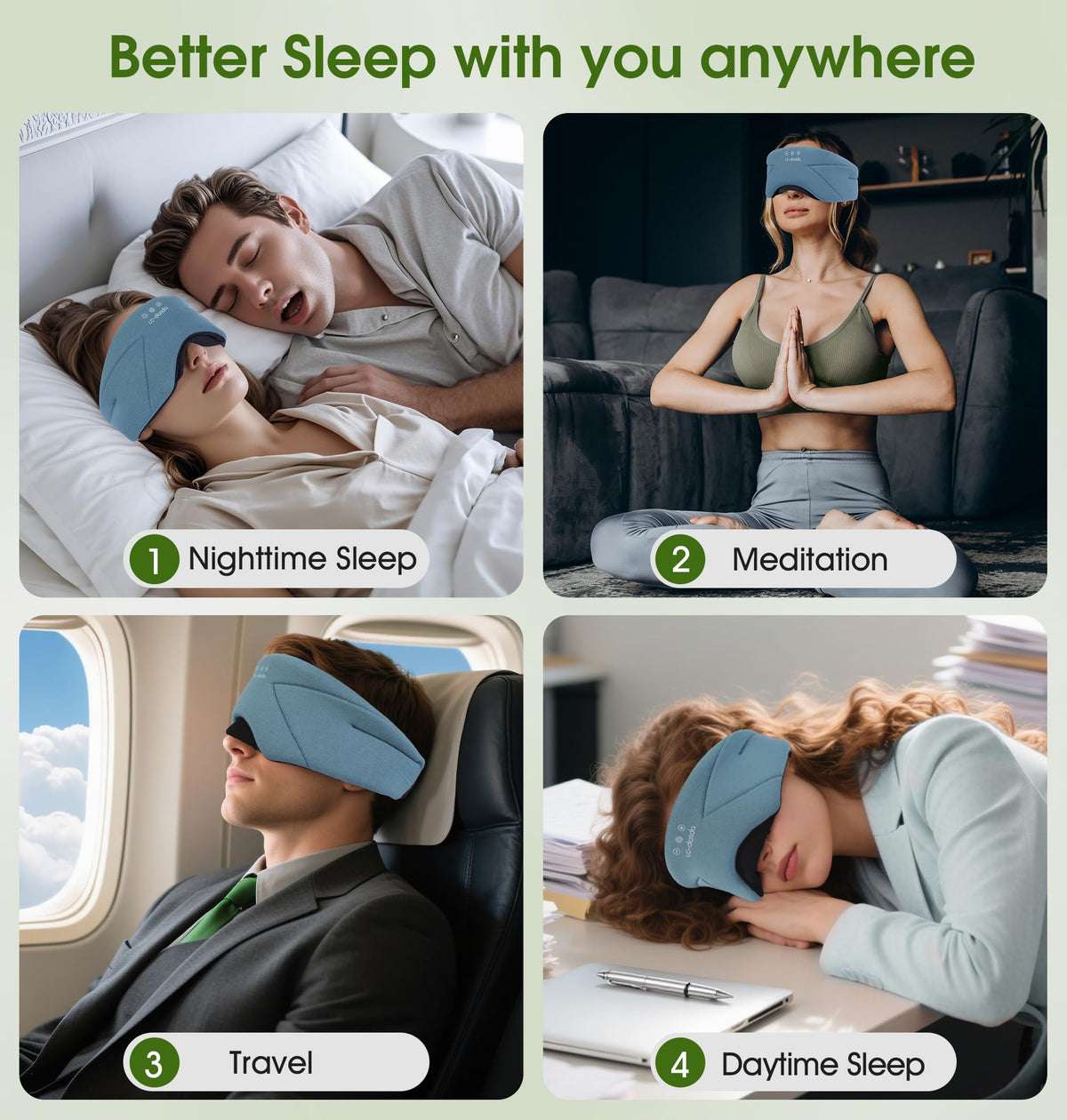 Soft Bamboo Cotton Bluetooth Sleep Mask with Headphones H26775