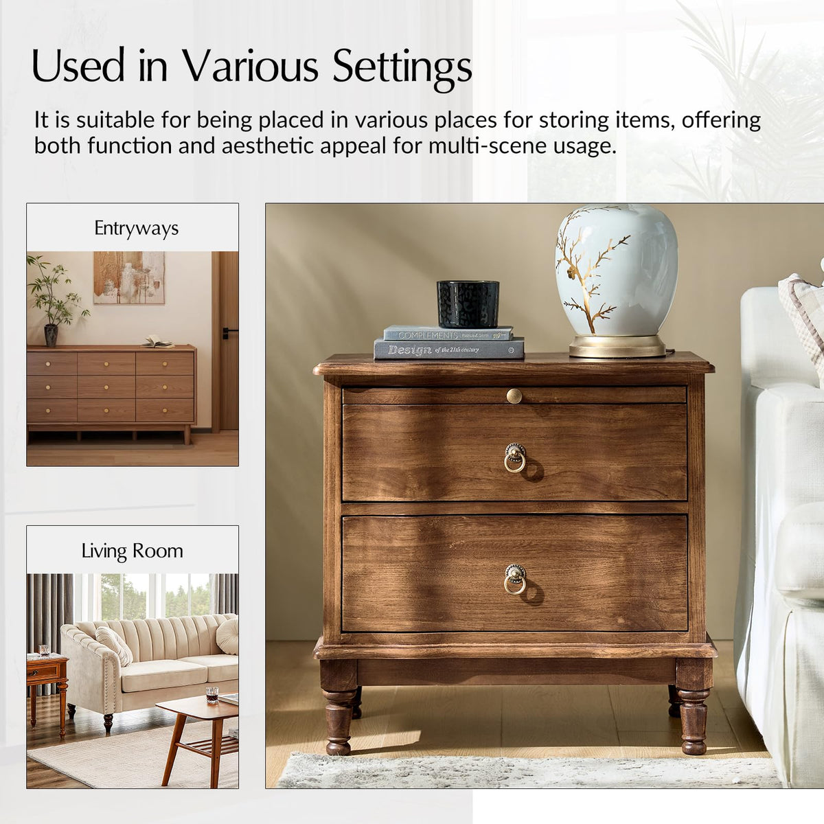2-Drawer End Table with Charging Station Y607