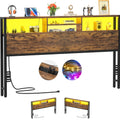 King Size Storage Headboard with Outlets V157