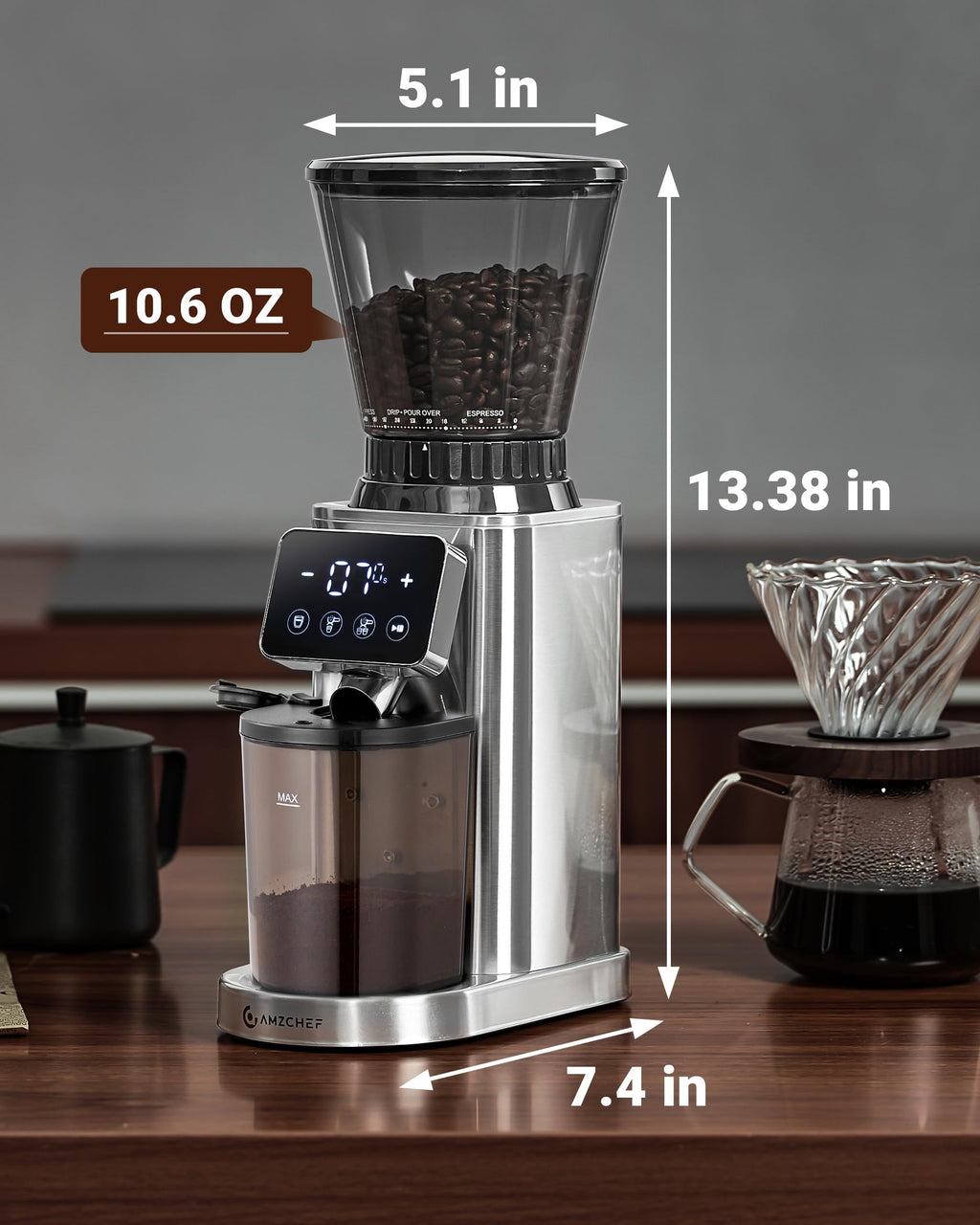 Burr Coffee Grinder, 48 Settings, Metallic Silver W41345