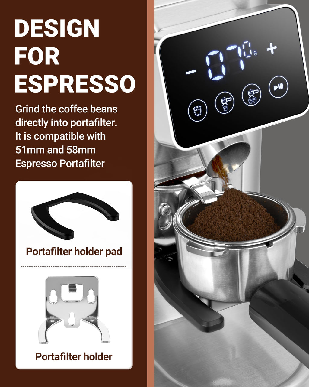 Burr Coffee Grinder, 48 Settings, Metallic Silver W41345