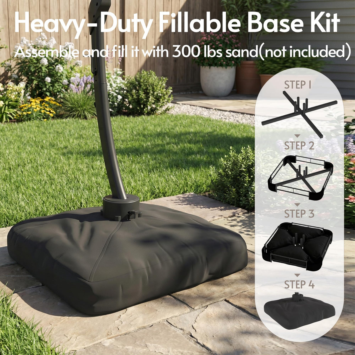 11FT Navy Blue Aluminum Cantilever Patio Umbrella with Base C539